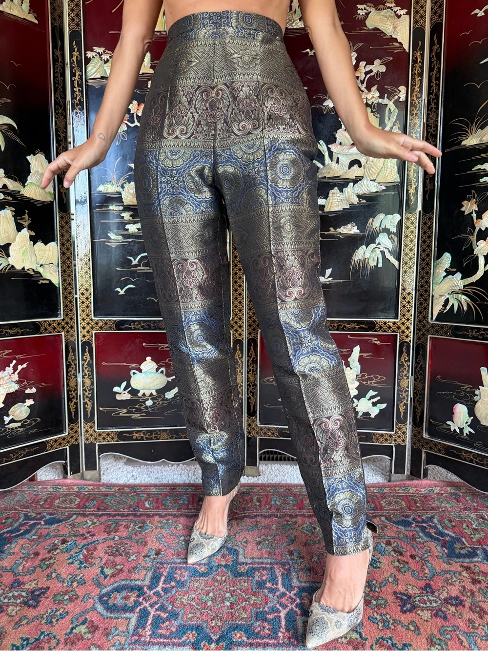 Vintage 90s Escada silk brocade pants